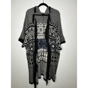 AEO Short Sleeve Oversized Fringe Knit Shawl Cardigan